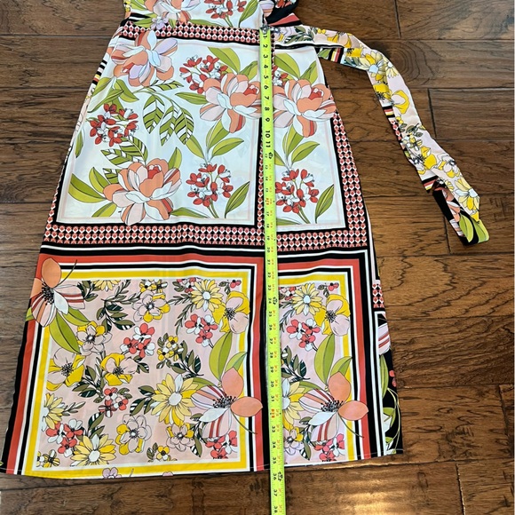 Who What Wear Maxi Floral Wrap Dress Size Small Scarf Print Long Length Colorful - Picture 12 of 16